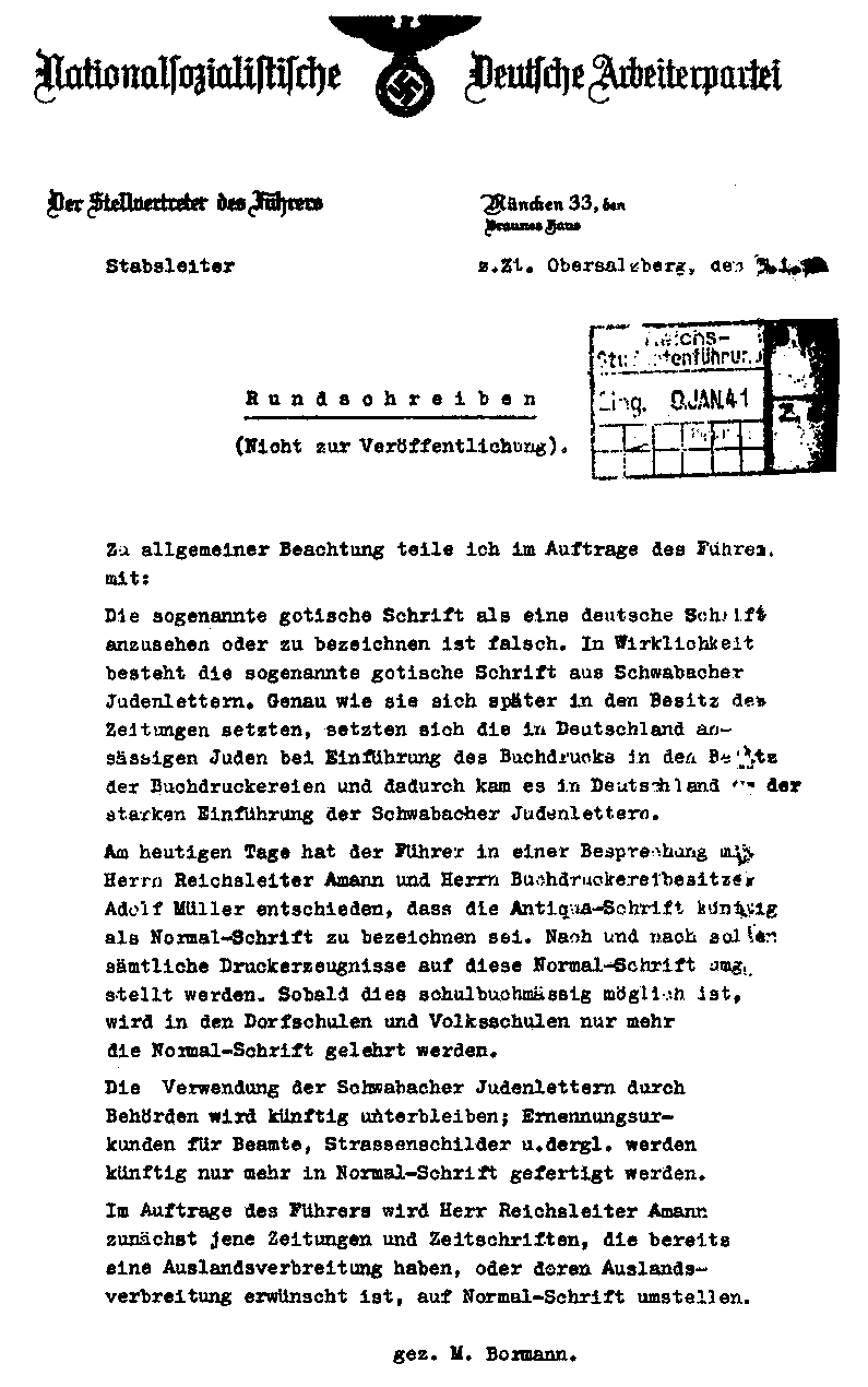 Die Abschaffung Der Altdeutschen Schrift Durch Die Nazis Altdeutsche Schrift